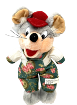 Rare VTG Dan Brechner and Company Plush Gray Mouse Floral Outfit Red Hat 9.5&quot; - £16.14 GBP