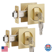EHOMEWARE 2 Pack Gold Pocket Door Handles Lock Keyed Alike Heavy Duty Re... - $82.12