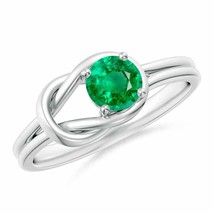 Authenticity Guarantee 
ANGARA Solitaire Emerald Infinity Knot Ring in 14K Wh... - £768.40 GBP