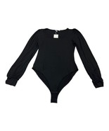Mangopop Bodysuit Womens M Black Square Neck Puff Sleeve Loose Lantern S... - $20.92 CAD