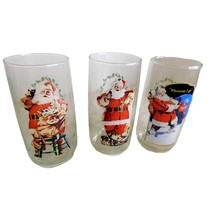 Vintage Haddon Sundblom Christmas Santa Coca Cola Glasses Tumblers Set of 3  - £12.63 GBP
