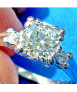 Earth mined Diamond Deco Engagement Ring 14k White Gold Vintage Estate S... - $159,265.10 MXN