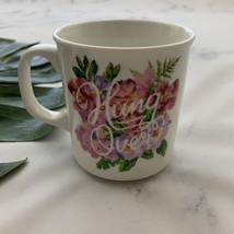 Genuine Fred Hung Over Coffee Mug White Pink Floral Joke Gift Pretty Cup - $18.80