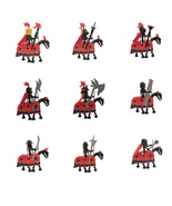 18pcs Skeleton Red Dragon Knights Mounted Skeleton Horses Minifigures - £20.84 GBP