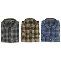 NWT Bass Rock River Texture Men&#39;s Short Sleeve Plaid 100% Cotton Shirt M... - $29.99