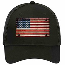 American Flag Corrugated Novelty Black Mesh License Plate Hat - £22.84 GBP
