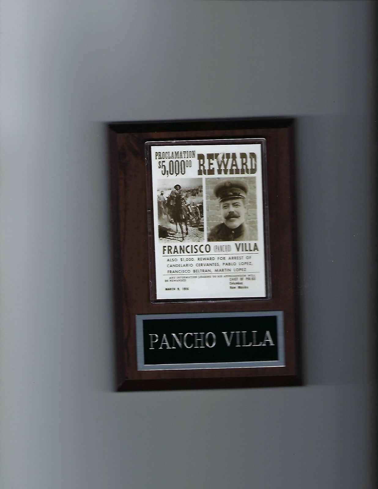 FRANCISCO PANCHO VILLA WANTED POSTER PLAQUE PHOTO PLAQUE MEXICAN