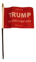 President Donald Trump Make America Great Again Red 4&quot;x6&quot; Flag Desk Table Stick  - £2.75 GBP