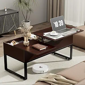 Lift Top Coffee Table For Living Room With Hidden Storage Compartment On... - £201.50 GBP