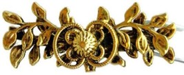 Flower Leaves &amp; Vine Brassy Golden Costume Vintage Brooch - £11.90 GBP