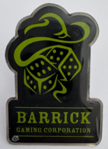 Vintage Green Black BARRICK Gaming Corporation Lapel Pin Pinback - $12.86