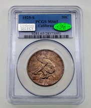 1925-S 50C California Commemorative Half Dollar Graded by PCGS as MS65 CAC - £468.06 GBP