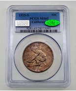 1925-S 50C California Commemorative Half Dollar Graded by PCGS as MS65 CAC - £474.72 GBP