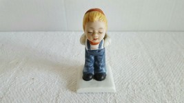 Vintage Ceramic Porcelain Figurine Little Boy Playfully Hiding an Ice Cr... - $5.99