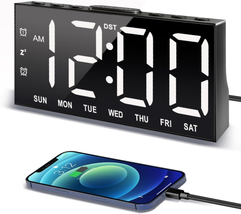 Digital Alarm Clock with Large Display Big Bold Numbers, Dimmer, 2 USB C... - £11.85 GBP