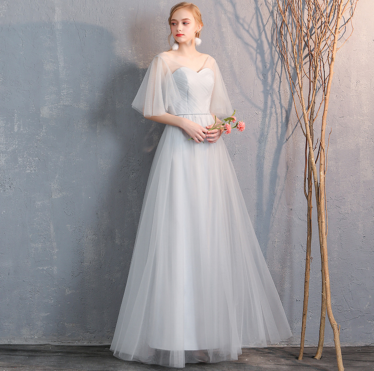 Bridesmaid tulle dress light gray 3