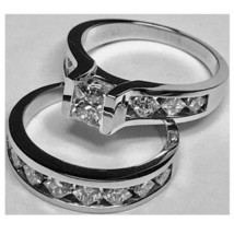 3.00ct Princess Cut LC Moissanite Engagement Ring Wedding Band 925 Silver - £110.28 GBP