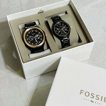 Fossil BQ2645SET Black Rose Day & Date Stainless Steel 5ATM Couples Watch Set - £154.93 GBP