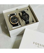 Fossil BQ2645SET Black Rose Day &amp; Date Stainless Steel 5ATM Couples Watc... - $193.35