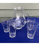 Princess House Heritage bulbous 82 oz pitcher ice lip and 4 coke style t... - $49.49