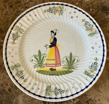 Henriot Quimper French Pottery 12 5/8&quot; Round Platter - £45.93 GBP