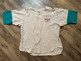 Vtg Fiesta San Antonio Large Button T-Shirt USA 90s Button Up Jersey Sea... - £11.76 GBP