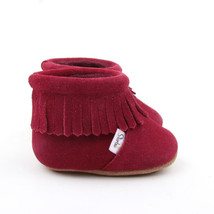 Baby Boots Fur boots baby booties moccasins toddler infant boots burgundy red - £14.61 GBP