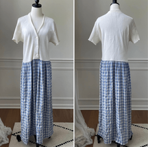 Vintage 80s 90s Barbara Lesser Maxi Dress Cottagecore Thermal Seersucker... - $27.36
