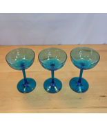 Carlo Moretti Caribbean Blue Champagne Glasses Teal Hand Blown lot of 3 ... - £78.30 GBP