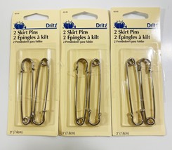 LOT OF 3 Packages  DRITZ Pins 3” Chrome SKIRT/KILT/BLANKETS  #62  (6 PIN... - $10.88