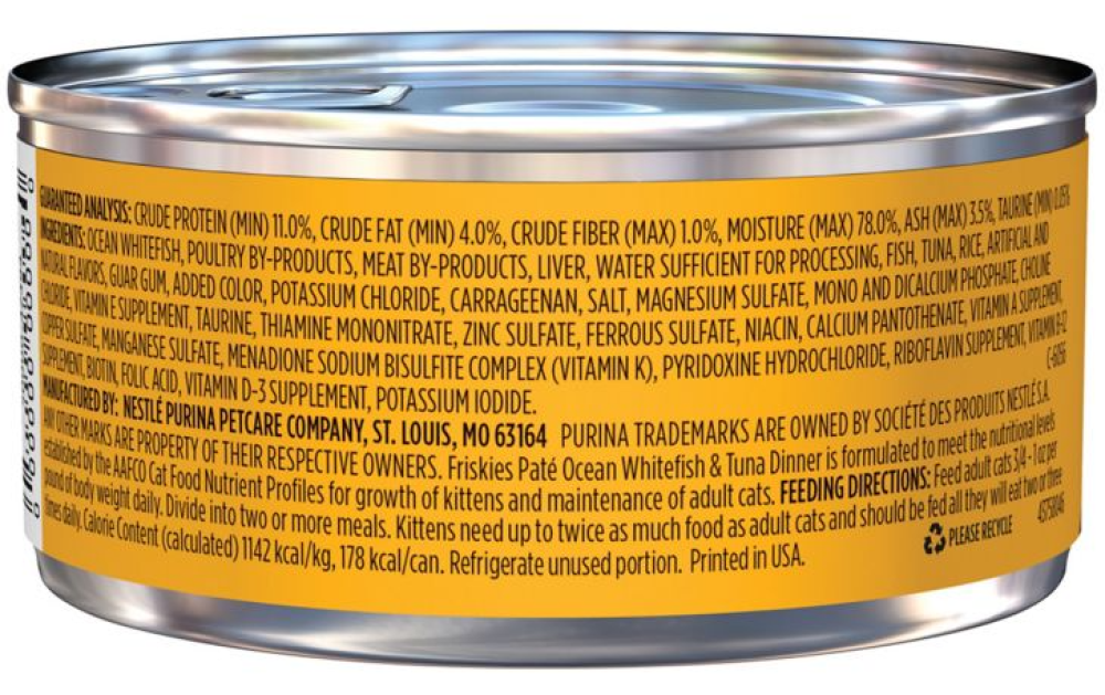 Friskies Adult Ocean Whitefish and Tuna Pate Wet Cat Food, 5.5 oz, 1 Single Can Item image 2