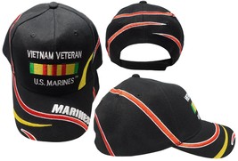 Vietnam Veteran Ribbon U.S. Marines Swirl Black Cap Hat - Officially Lic... - £23.97 GBP