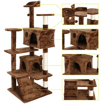 53&quot; Brown Sturdy Cat Tree Tower Activity Center Playing House Condo For Rest - £71.57 GBP