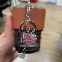 Metal Three-dimensional Wine Glass Design Keychain - £6.94 GBP