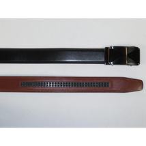 Men VALENTINI Leather Track Belt Adjustable Removable Buckle V526 Black image 5