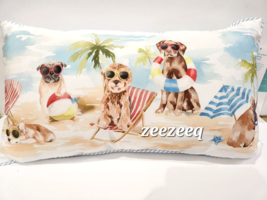 Martha Steward Coastal Beach Dog Outdoor Throw Lumbar Pillow Home Decor 14"x24" - $44.99