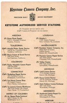 Keystone Camera Company List of Authorized Service Stations  - $10.00