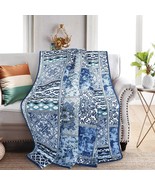 Newlake 60 X 78-Inch Blue Classic Bohemian Quilted Throw Blanket For Bed... - $59.71