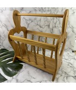 Vintage 80s Wood Magazine Rack Holder Heart Cutouts Country Cottage Decor - €30,46 EUR