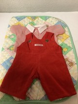 Vintage Cabbage Patch Kid Girl’s “Happy Kids” Red Corduroy Overalls &amp; Sh... - £39.09 GBP