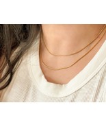 Layered Snake Chain Necklace, Tarnish-proof Skinny Snake Necklace, Doubl... - £9.28 GBP