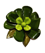 FLOWER POWER Brooch Pin Retro MOD MCM Green Enamel Metal Large 3 Inches ... - $30.14 CAD