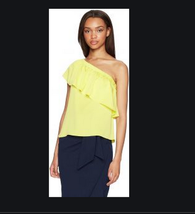 Milly Womens One Shoulder Top, Yellow, Size Small - £85.10 GBP