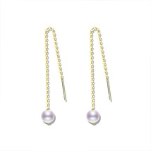 Real Gold Jewelry Drop Earrings Natural Freshwater Pearl Pure AU750 Tassel Earri - £57.93 GBP