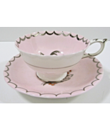 Antique Paragon Abstract Floral Flower Pink Teacup &amp; Saucer White Silver... - $296.01