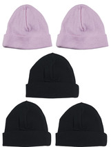 Bambini One Size Girls Girls Baby Cap (Pack of 5) 100% Cotton Pink/Black - £13.34 GBP