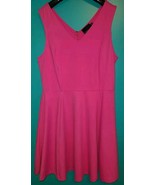 Cynthia Rowley Size XL Hot Pink A-Line Fit &amp; Flare V Neck Midi Dress Bar... - £16.39 GBP