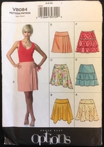 Uncut Size 6 8 10 Easy Options Lined Yoked Skirt Vogue 8084 Sewing Pattern - $6.99
