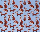 Flannel Foxes Woodland Animals Kids Blue Cotton Flannel Fabric Print BTY... - $8.99