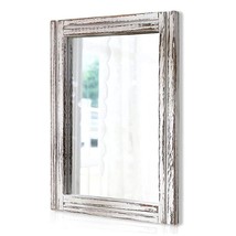Wood Mirror With Frame Rustic Wall Mirror Rectangle Decorative Farmhouse Bedroom - £29.53 GBP